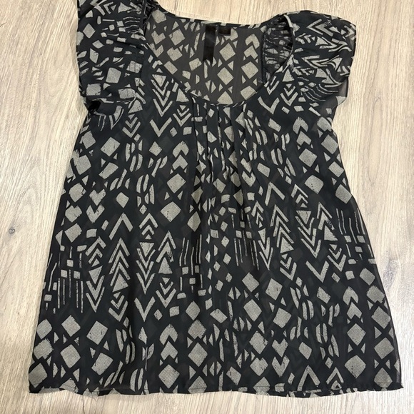 Sheer Black Beige Whimsigoth Blouse Sz S Fairy Witchy - Picture 5 of 8